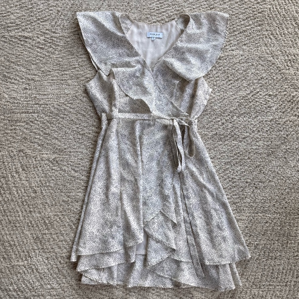 Gilli Cream Ruffle Wrap Dress